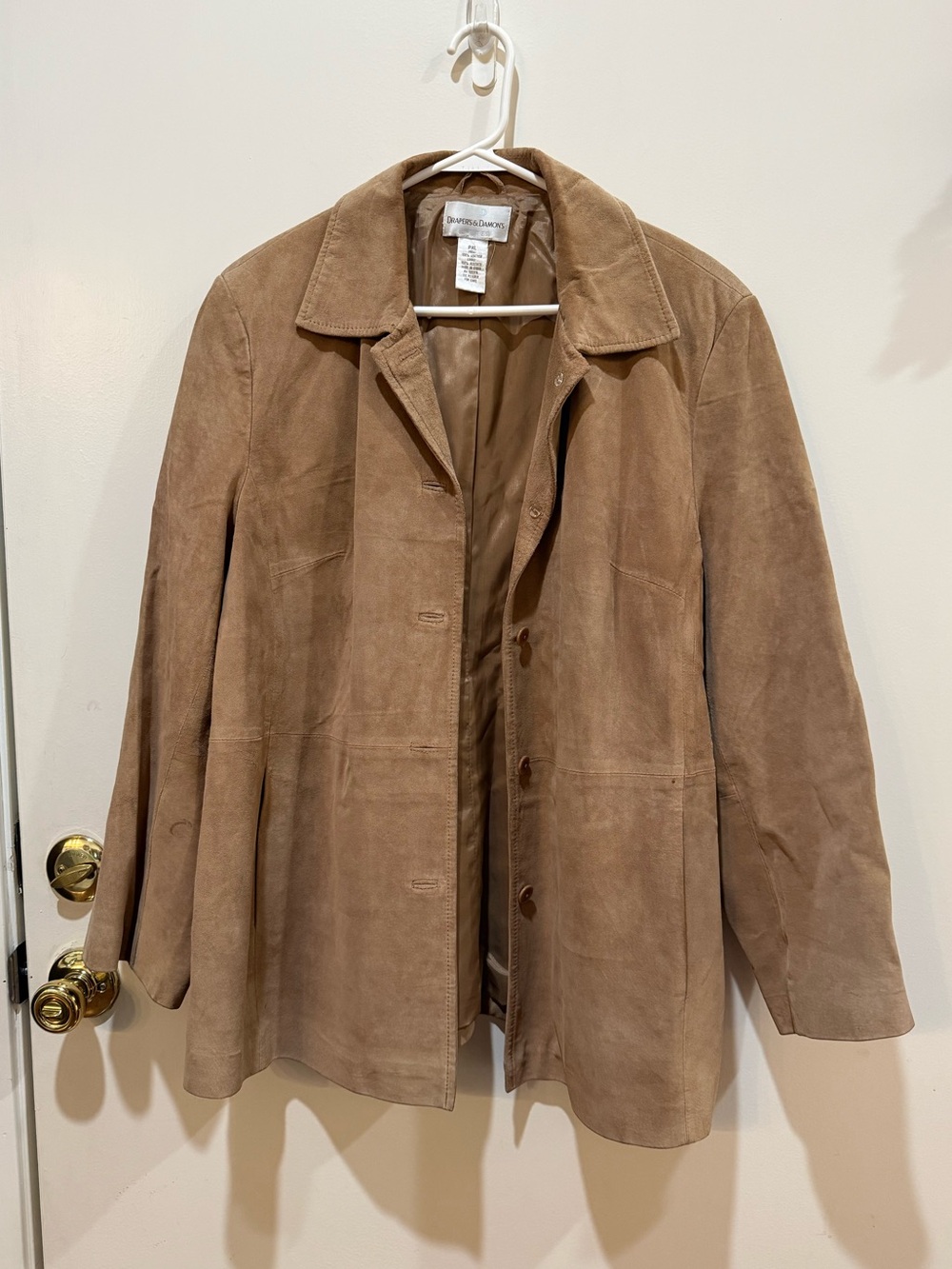 Vintage Y2K Draper’s & Damon’s Tan Suede Leather Blazer Jacket PXL